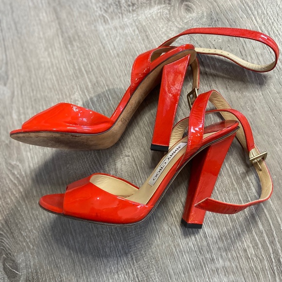 Jimmy Choo Patent Block Heel Strappy Sandal 35.5 - Picture 5 of 8